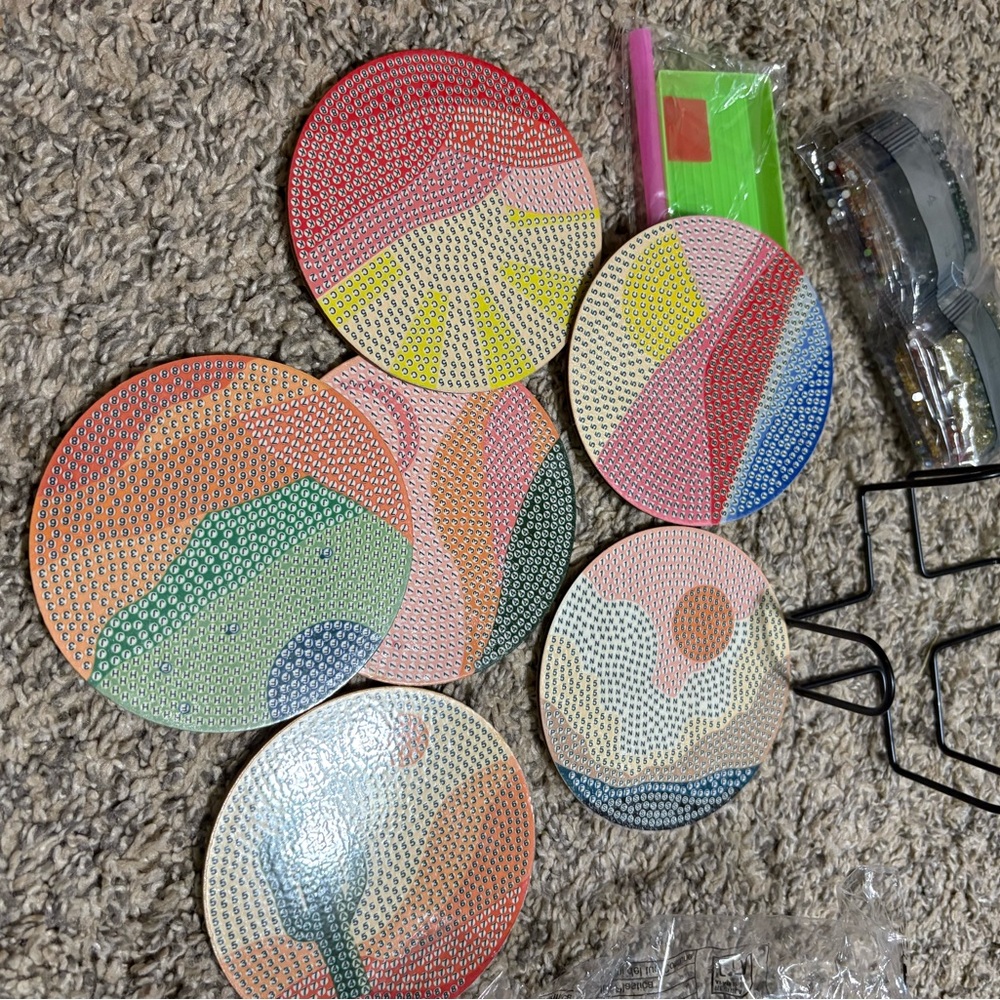 Colorful Abstract Patterned diamond art coasters